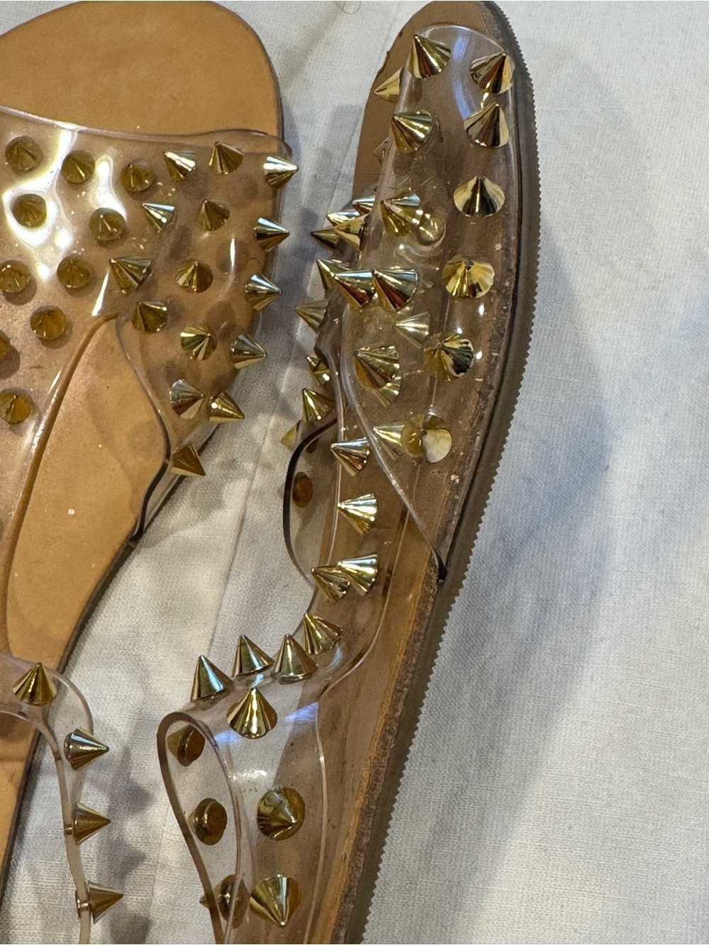 Forever 21 Clear Studded Sandals with Nude Footbed - Picture 4 of 4